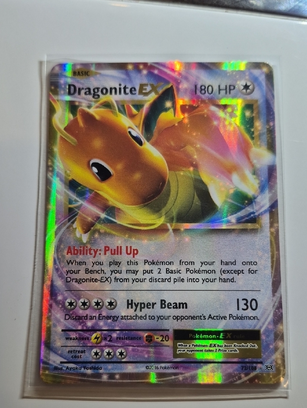 Pokemon Dragonite EX Holographic Card - Orange, Yellow
